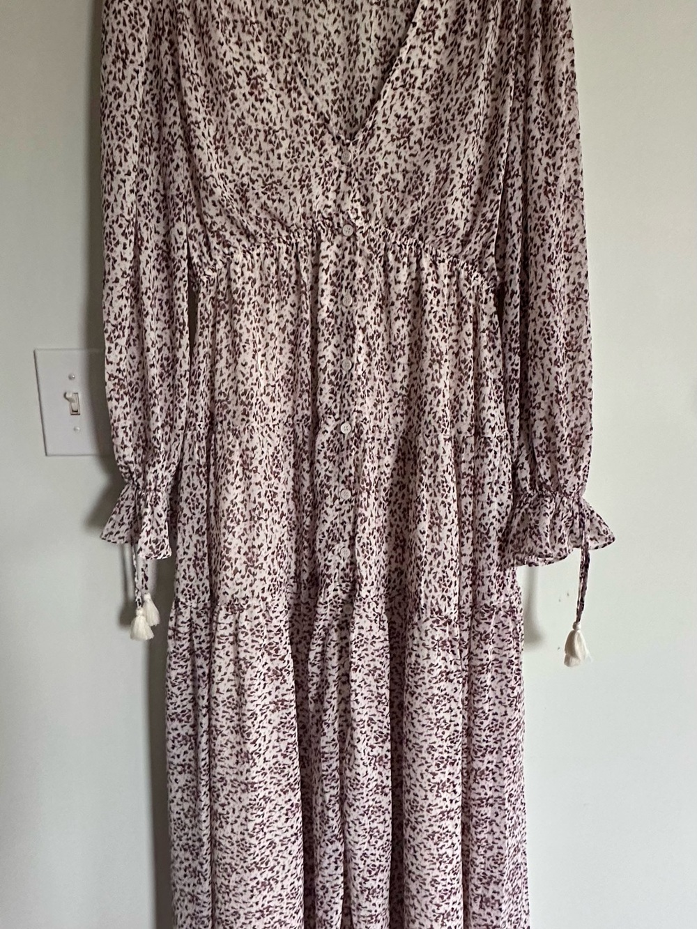 Neon Blush Boutique Womens Floral Tiered Button-Front Maxi Dress Cottagecore
